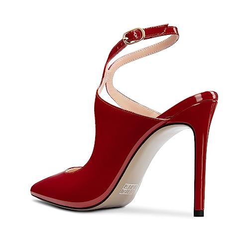 Castamere Womens Stiletto High Heel Pointed Toe Cross-Strap Ankle Strap Slingback Pumps Prom Sexy 3.9 Inches Heels3