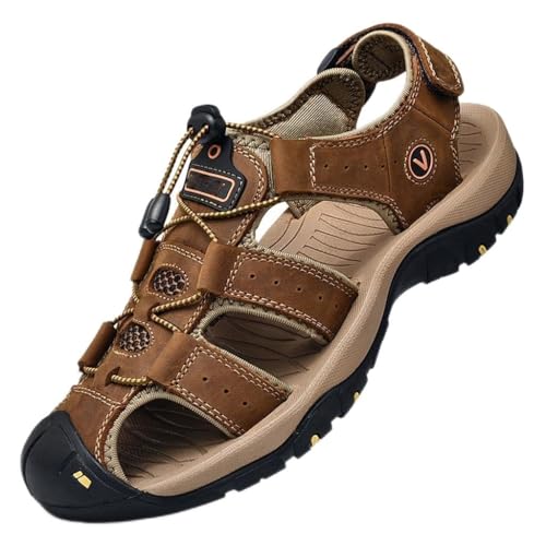 Men's Sandals Toe Outdoor Walking Treking Casual Shoes Leather Hiking Men Slippers Beach Wading Shoes