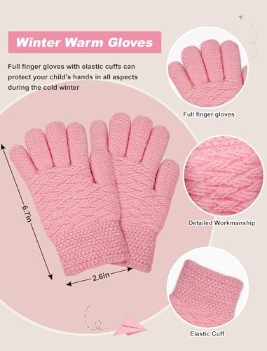 Senker Fashion Kids Winter Beanie Hat Scarf Gloves Set for Girls Boys Knit Warm Pompom Toddler Hats Mittens Neck Warmer4