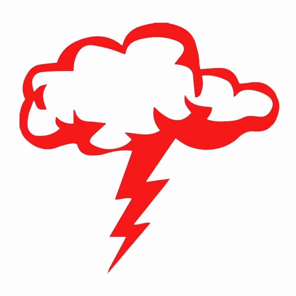 Auto Accessory Loverly Clouds and Lightning Vinly Decal Cool Car Window(Red,15cm)