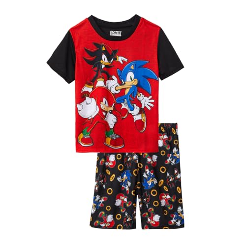 Sonic The Hedgehog Boys Shorts and Sleep Shirt Kids Sleepwear 2 Piece Pajama Set Black/Red 8