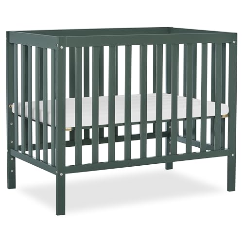 Image of Dream On Me Edgewood 4-in-1 Convertible Mini Crib in Olive