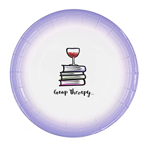 Kitschy Collective 30 Count, Group Therapy 7-inch Paper Party Dessert Plates for Book Clubs, Wine Nights, or Girls Night In