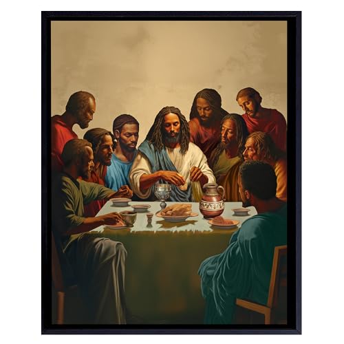 Black Jesus Christ Wall Art - 11x14 The Last Supper Wall Art - African American Decor - Christian Living room Decor - Christian Art Gifts - Christian Artwork - Black Art Wall Decor