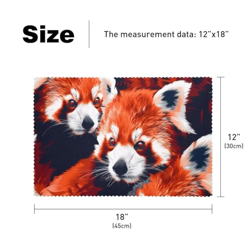Sets de table panda rouge lavables pour décorer les repas des enfants