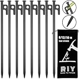 8 Pack Tent Stakes Heavy Duty 12 inch Steel Tent Pegs for Camping