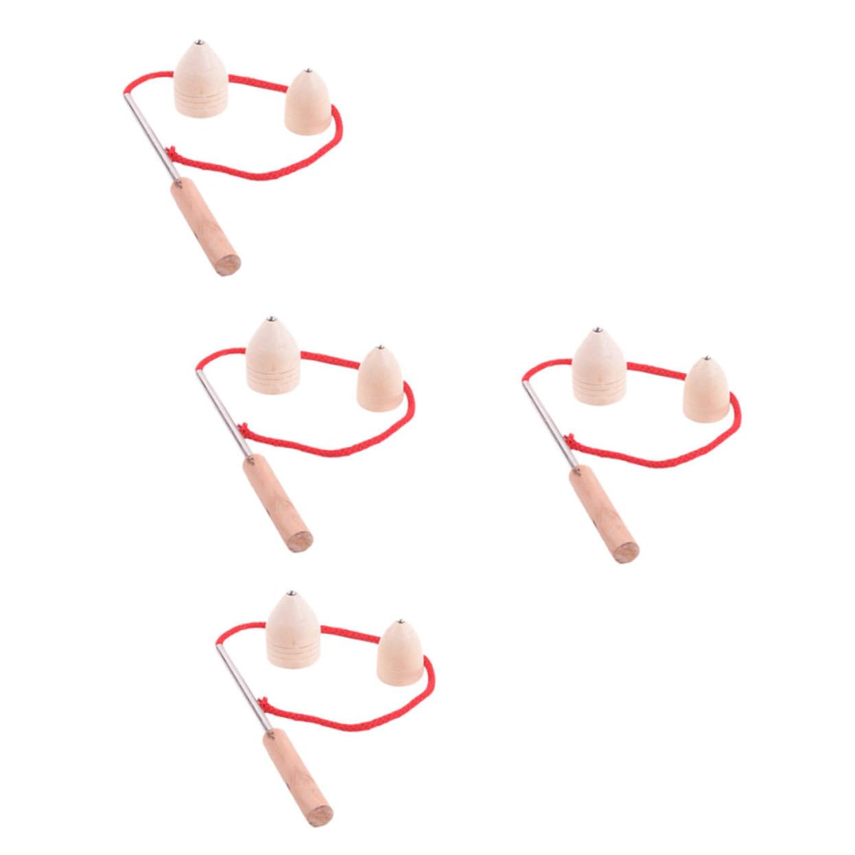GALPADA 4 Sets Tops Educational Fun Peg Tops for Natural Material Competitive Gyroscope for Imagination Random Color