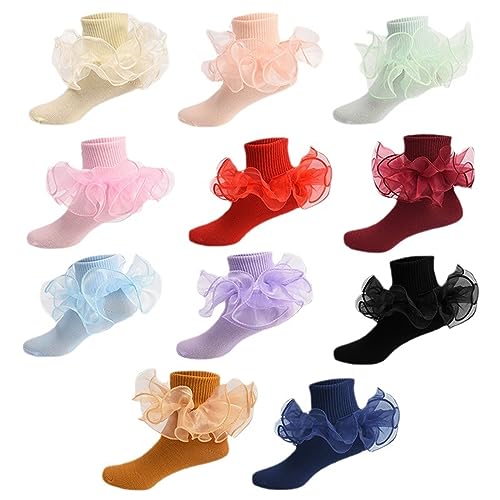 Toddler Baby Girls Ruffle Socks With Big Double Lace Frilly Dress Socks Kids Soft Princess Ankle Socks2
