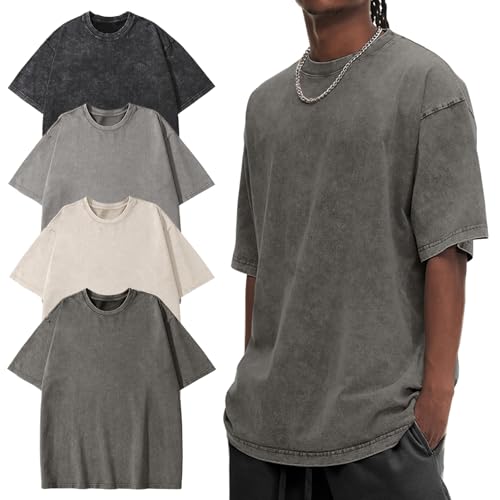 Image of Eiscntd Mens Oversized T-Shirts Heavyweight Cotton Vintage Unisex Baggy Tee