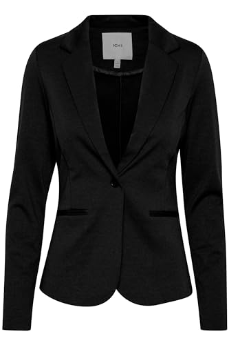 ICHI IHKATE BL Damen Blazer Kurzblazer Jacke Ein-Knopf-Blazer mit Stretch und Reverskragen, Größe:XS, Farbe:Black (10001)