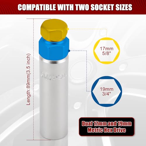 Image of MIXPOWER 2 PCS 10 Spline Lug Nut Key Replacement for TA20-17 /19, Compatible with Bimecc 10-Spline Lug Nuts and Lug Bolts,10 Point Spline Lug Nut Key,Passenger 17mm and 19mm Hex Drive, CR-V