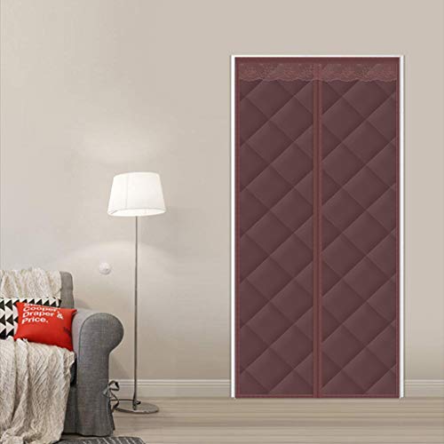 HMHD Wärmeschutzvorhang Fenster, Wärmedämmung Gegen kalte Zugluft Magnetschirmtür Automatisches SchließEn Magnetische Adsorption, für Patio Tür Schlafzimmer -Brown-140x220CM Cover