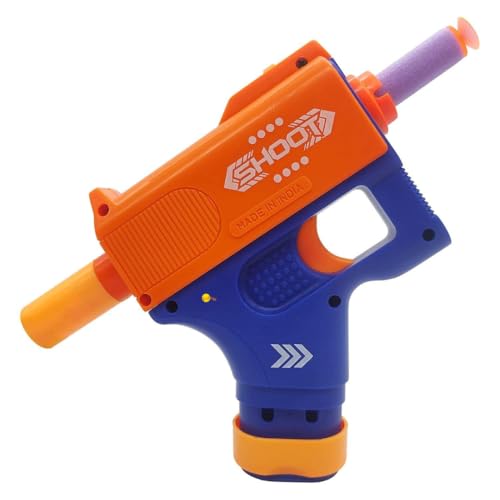 Image of Kidoyz Mini Soft Blaster Toy Gun for Kids | Manual Foam Bullet Shooter with 3 Safe Soft Bullets | Long Range Action Toy | Safe Indoor & Outdoor Play | Multicolor