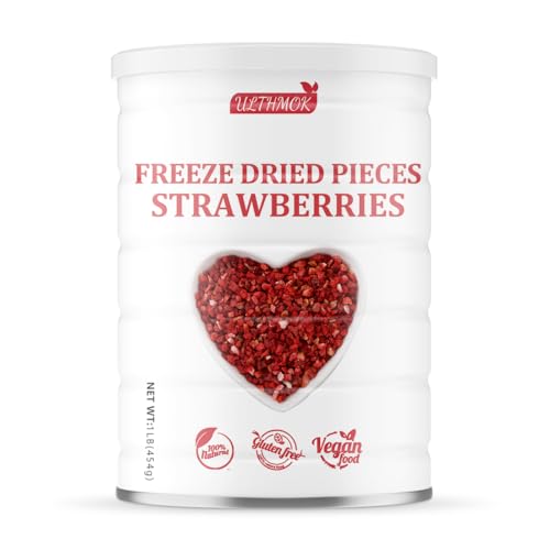 Premium Freeze Dried Strawberries Pieces 16 Oz/1 Lb/454g,Frozen Dried Strawberry,100% Natural & No Additives.