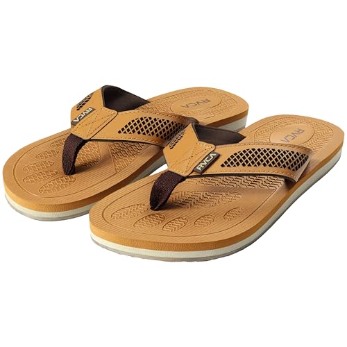 Image of RVCA Perforated T-Bar Sandals - Breathable, Cushioned, and Durable Footwear