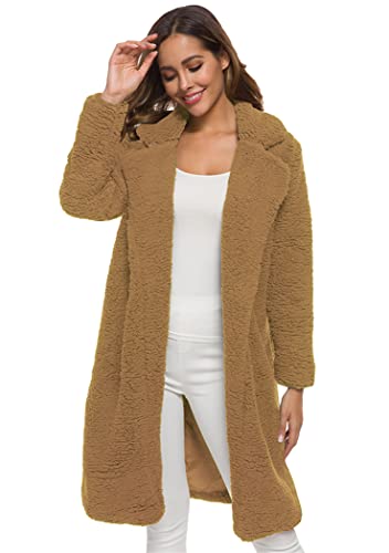 OMZIN Damen Mantel Plüschjacke Lang Wintermantel Winter Parka Cardigan...