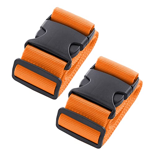 Image of 2pcs 74″x2″Luggage Straps for Suitcases,Adjustable Suitcase Straps and Heavy Duty Strap Buckle Packing Straps Travel Accessories,Fluorescent Orange