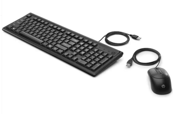 Image of HP KM160 Wired Keyboard and Mouse Combo Full-Size Keyboard, 1600 DPI Ergonomic Optical Sensor Mouse, Instant USB Plug-and-Play, 12 Shortcut Keys, Adjustable Slope Keyboard (3-Years Warranty)