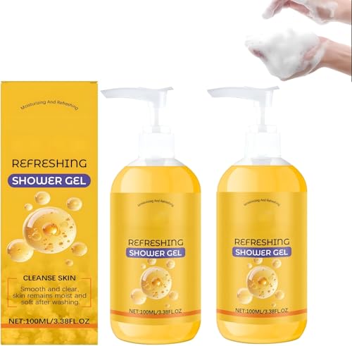 Gel de ducha refrescante con azufre Hidrata y unifica la piel seca con fragancia duradera Gel de baño hidratante suave para todo tipo de piel Combate el olor y limpia profundamente (2Piezas)