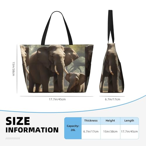 Elephant Print Beach Tote Bag Waterproof Large Bags With Zipper Big Capacity For Vacation Travel4