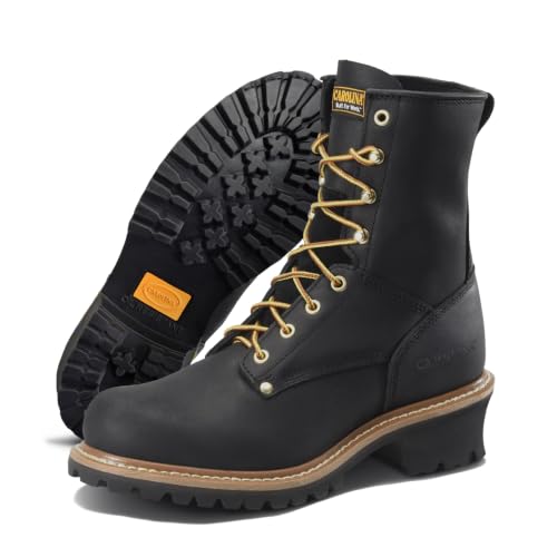Image of Carolina Elm 8 inch Unlined Logger Boots for Men, EH-Rated, Slip-Resistant | Electrical Hazard Protection, Slip Resistant Grip, Memory Foam Footbed, Unlined Breathability, Steel Shank Support