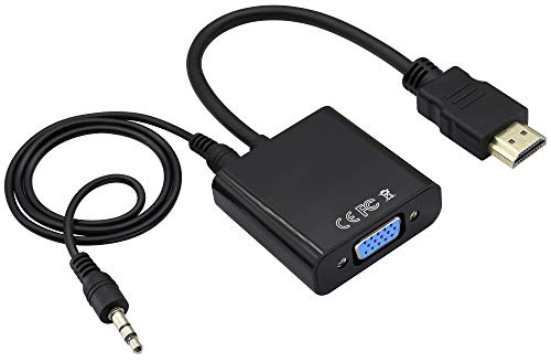 zdyCGTime avec Port Audio 3,5mm Adaptateur VGA Femelle vers HDMI Mâle Câble Audio vidéo,Compatible avec Ordinateur, Bureau, Ordinateur Portable, PC, Moniteur,...