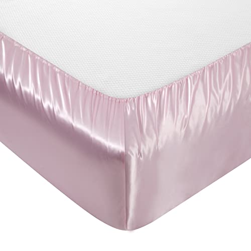 Deng Chao Satin Fitted Sheet Only, Queen Size Pink 15 Inches Deep Pocket Bottom Sheet For Mattress, Soft Silky Fully Elasticized Wrinkle & Fade Resistant Fitted Bed Sheets #TOP2