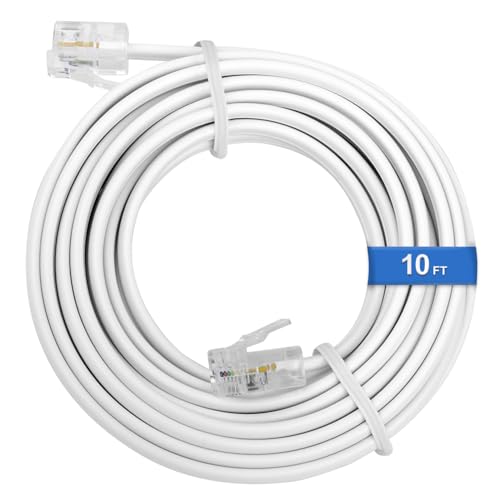 Uvital 10FT Phone Extension Cord RJ11 Telephone Cord for Landline White