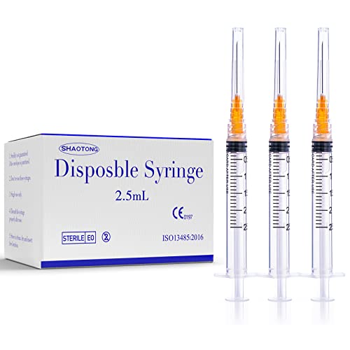 Image of 2.5ml Syringe 25 Gauge 1 inch Luer Lock Needle Lab Disposable Syringes 100 Pack