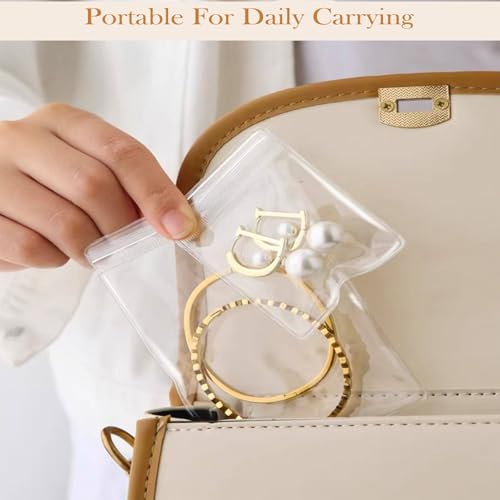 40 Pcs Travel Jewelry Bags, Includes Both 4.7x3.2in and 3.2x2.4in Clear Jewelry Pouch Bags, Anti Tarnish Jewelry Organizer Case Bags for Earrings Rings Necklaces Bracelets for Gift Women Girls