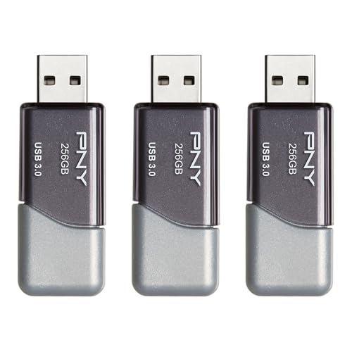 Image of PNY 256GB Turbo Attache 3 USB 3.0 Flash Drive 3-Pack - Grey, P-FD256X3TBOP-MP, 100MB /s, Light-Weight Durable - Data Storage and TransferPack of 20