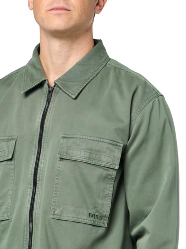 Image of BOSS Men's Twill Cargo Pocket Zip Up Overshirt