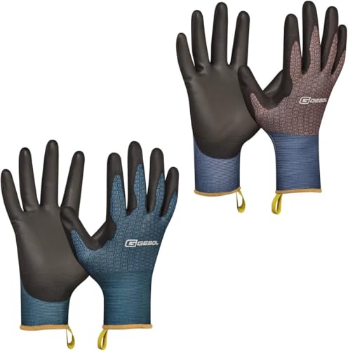 Gebol Viola, 2 Paar Gartenhandschuhe für Damen mit Touchfunktion, ultraleichte Arbeitshandschuhe für Garten & Beet, Touchscreen-kompatibel, Gr. S/7, Blau/Orange