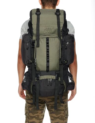 Amazon Basics Wanderrucksack mit Innengestell und Regenschutz, 65 L, Grün – Bild 3