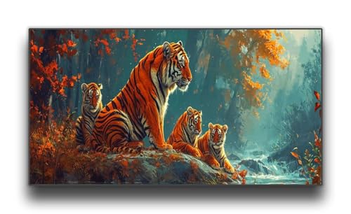 Diamond Painting Tiger Forest Diamond Art Kits for Adults, 10x22 Inch Large Diamond Art Kit, DIY Paint by Numbers Kit for Adults, 5D Diamond Paintings Crystal Art Craft, Home Wall Decor, Gifts q317