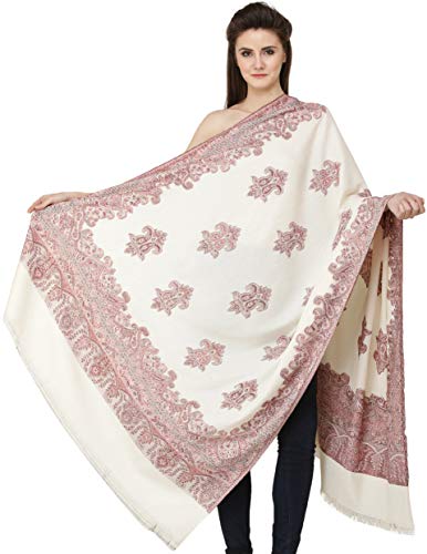 Jamawar Shawl with Woven Border and Paisleys All-Over2