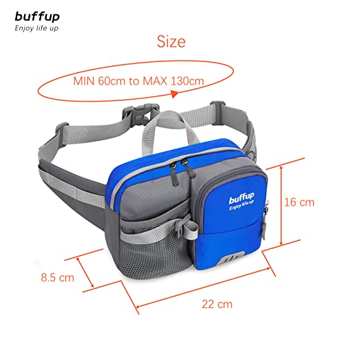buffup® Heuptas, buiktas met flessenhouder, geschikt voor dames en heren, waterdicht, ademend, geschikt voor wandelen, kamperen, reizen, fietsen, blauw - Image 5