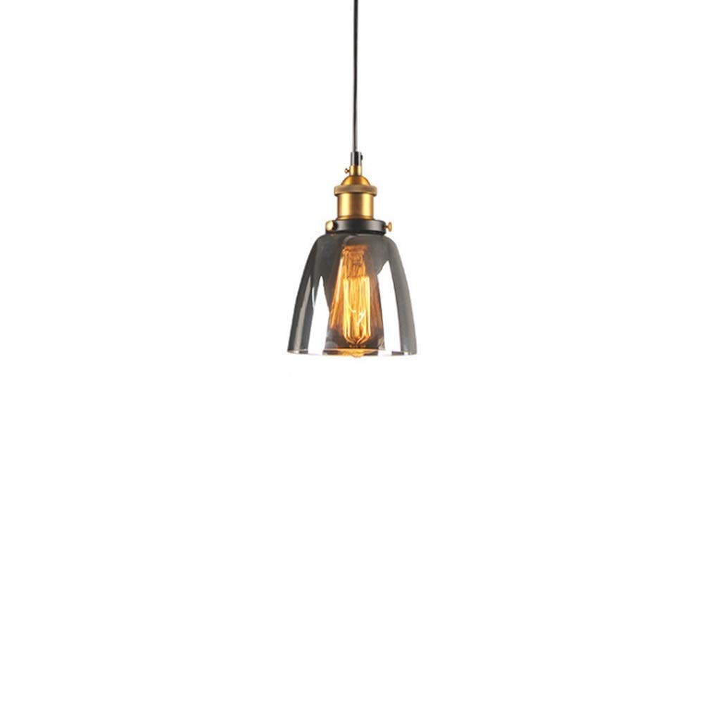 Lustre verre gris fumé E27 suspension industrielle et rétro pour salon et bar