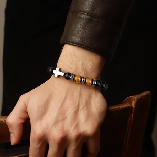 Joycuff Christian Gifts For Men, Cross Bracelet Baptism Birthday Gifts For Mens Christian Bracelet Religious Decorations Be Strong Be Brave Be Fearless Men Gifts thumb #1