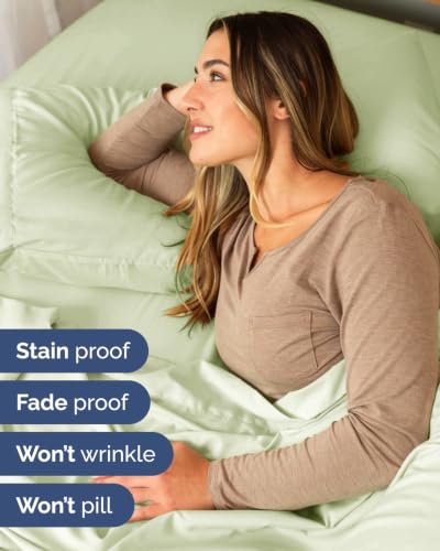 Image of Extra Deep Flex Top Split Head King Sheet Set - 6 Piece Breathable and Cooling Sheets - Hotel Luxury Bedding for Women, Men, Kids & Teens - Easy Secure Fit - Extra Deep Pockets - Light Sage Green