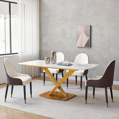 Image of Dream Furnishing - Set of 4 Dinning Chairs Elegant & Luxury Looks Strong Metal Frame Legs for Home Cafe Office Hotel (Black-White)