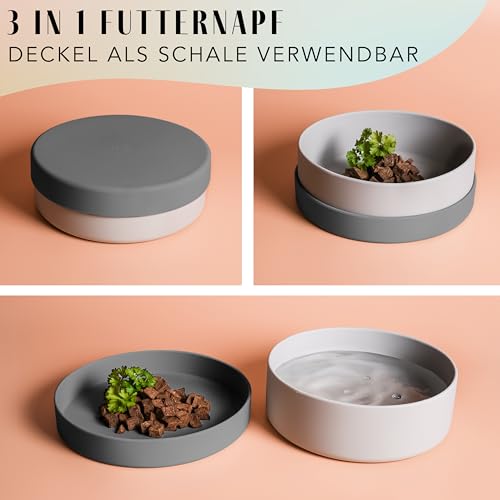 ne&no® Silikon Hundenapf 1200 ml mit Deckel für kleine und mittelgroße Hunde | im Kühlschrank luftdicht verschlossen | Futternapf Hund rutschfest | Fressnapf Hund Set