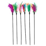 IUHKBH Cat Feather Toys, Interactive Cat Wand Toys Cat Teaser with Bell - 18'' Long Feather Wand for