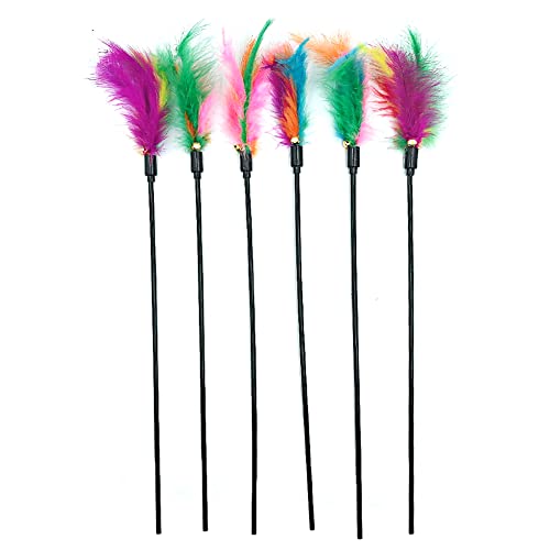 Iuhkbh Cat Feather Toys, Interactive Cat Wand Toys Cat Teaser With Bell - 18'' Long Feather Wand For Cat And Kitten (6 Pcs) #TOP2