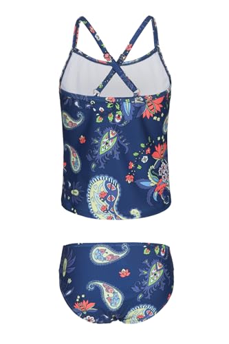 Image of Girls Two Piece Tankini Swimsuits Tie Dye Bathing Suit Kids Hawaiian Swimwear Set 3-16 Years
