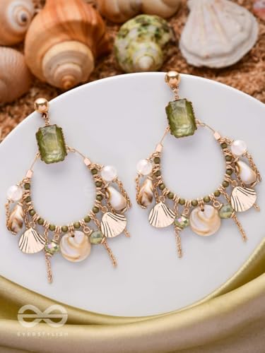 Image of SANJOYA by EVERSTYLISH Embroidered Earrings for Women | Hoop Earrings with Stones, Beads, Pearls & Glass Drops | Lightweight Ethnic & Festive Jewelry for Weddings & Parties