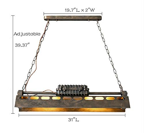 SUSUO Heavy Industrial Wrought Iron Steampunk Steel Ceiling Light Large Chandelier Hanging for Kitchen Island Dinging Room Bar Counter Pool Table (Rusty)