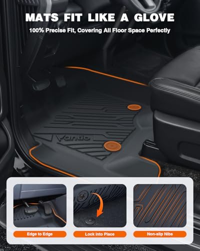 Image of Floor Mats for Ford F-150 2015-2026 | F150 Lightning 2022-2025 SuperCrew Carpet Floor All Weather Protector TPE Truck Liners- 1st Row, 2pcs Black
