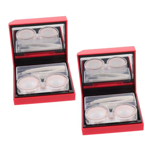 Beaupretty Estuche para Lentillas con Doble Compartimento y Espejo Caja Hermética Portátil para Viaje y Uso Diario Diseño Compacto Antideslizante