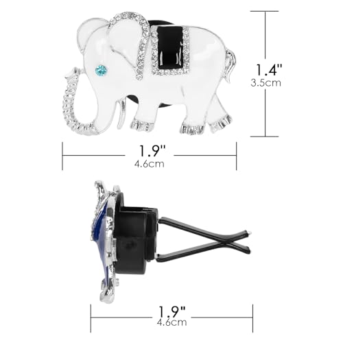Image of Cute Elephant Car Vent Clip, Bling Rhinestone Interior Decor Accessories, Air Freshener Clips for Cars, Cute Animal Clips for Women Men (2Pcs, Blue + White)